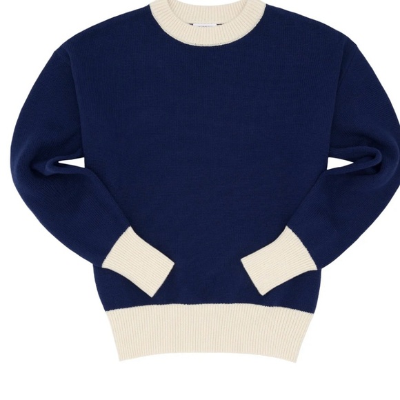 Minnow Sweaters - Minnow women’s navy and cream trim knit sweater